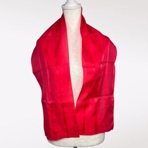 Vintage Red Satin Stripe Sheer Scarf Rectangle